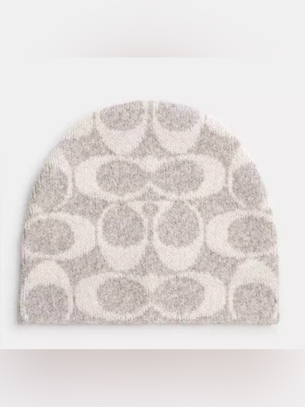 NWT - COACH Beanie Knit Wool Grey Birch Logo - Luxury Style Y2K Winter Hat